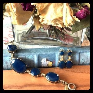 Ann Taylor - Blue Gold Bracelet & Earrings